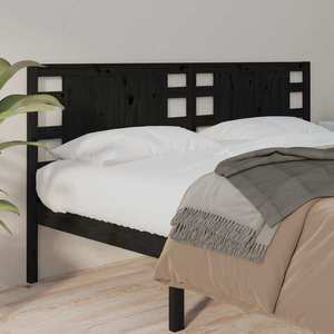vidaXL Tăblie de pat, negru, 156x4x100 cm, lemn masiv de pin imagine
