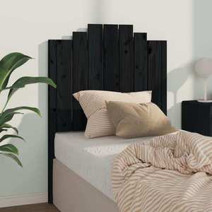 vidaXL Tăblie de pat, negru, 81x4x110 cm, lemn masiv de pin imagine