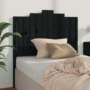 vidaXL Tăblie de pat, negru, 106x4x110 cm, lemn masiv de pin imagine