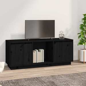 vidaXL Comodă TV, negru, 110, 5x35x44 cm, lemn masiv de pin imagine