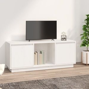 vidaXL Comodă TV, alb, 110, 5x35x44 cm, lemn masiv de pin imagine