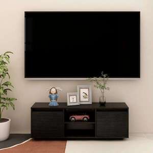 vidaXL Comodă TV, negru, 110x30x40 cm, lemn masiv de pin imagine