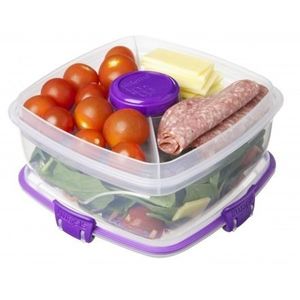Cutie alimente cu bol dressing si tacamuri din plastic Sistema Salad To Go 1.1L imagine