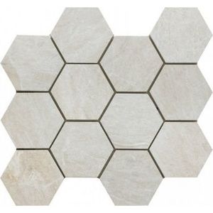 Mozaic Ceramic Hexagonal Sintesi, Mystone White 34x30 cm imagine