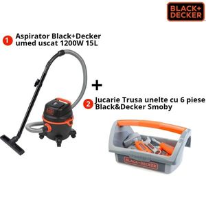 Pachet Black+Decker: Aspirator BXVC15PE + Jucarie Trusa Unelte Smoby 7600360101 imagine