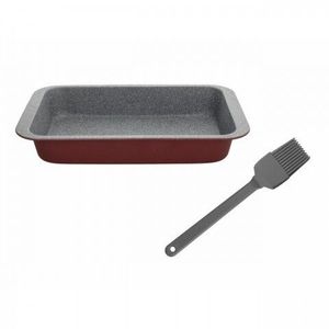 Set tava de copt + spatula Plumcake, Tognana, 23 x 13 cm, otel carbon/silicon, burgund/gri imagine
