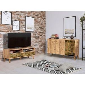Set mobilier living 2 piese, comoda si comoda TV, Motto 2-729, Vella, atlantic pine imagine