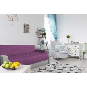 Husa matlasata cu doua fete Alcam pentru canapea 3 locuri Purple/ Vanila imagine