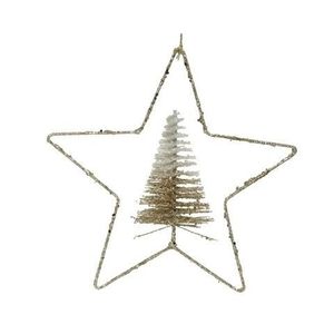 Decoratiune Star w tree, Decoris, 30x6 cm, metal, sampanie/auriu imagine