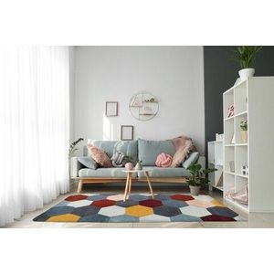 Covor Homeycomb Bedora, 160x230 cm, 100% lana, multicolor, finisat manual imagine
