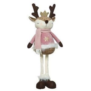 Decoratiune Deer standing Girl, Decoris, 17x14x48 cm, poliester, roz imagine