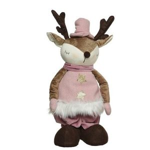 Decoratiune Deer standing Boy, Decoris, 24x15x78 cm, poliester, roz imagine