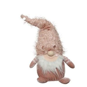 Decoratiune Gnome sitting Boy, Decoris, 22x12x59 cm, poliester, roz imagine
