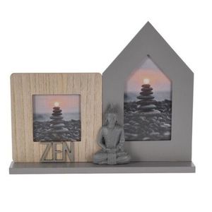 Rama foto Buddha grey, 34.5x5x28 cm, lemn, gri/natural imagine