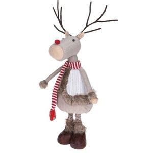 Decoratiune Reindeer in white coat, 28x22x81 cm, poliester, multicolor imagine