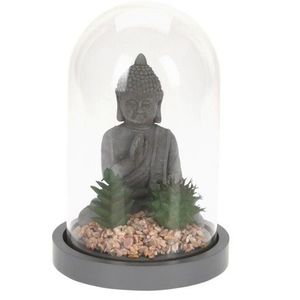 Decoratiune Buddha w cactus, 14x21 cm, polipropilena, gri imagine