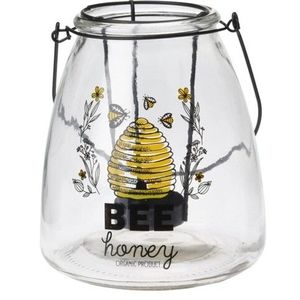 Suport pentru lumanare Bee Honey, 13x13x15.6 cm, sticla imagine
