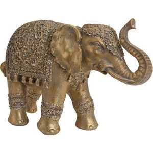 Decoratiune Elephant, 27x9x18 cm, poliston, auriu imagine
