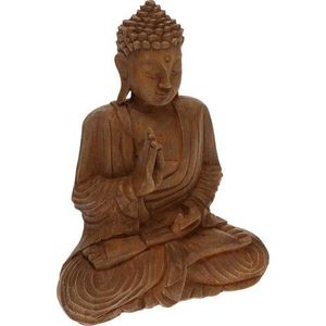 Decoratiune Buddha, 24.5x11.5x32.5 cm, poliston, maro imagine