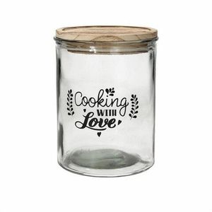 Borcan pentru depozitare cu capac , Tognana, Dolce Casa Cooking with Love, 1.38 L, sticla/lemn, transparent imagine