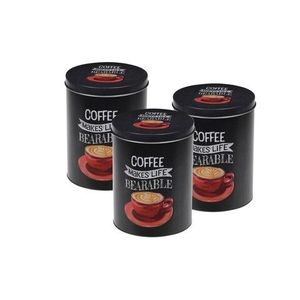 Set 3 recipiente pentru cafea Coffee Bearable, 10.5x14 cm, aluminiu, negru imagine