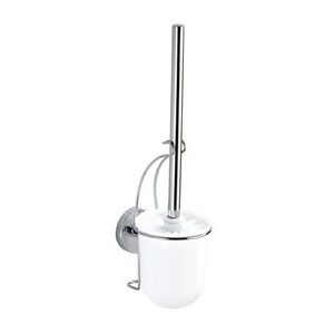 Perie de toaleta cu suport autoadeziv, Wenko, Milazzo Vacuum-Loc®, 10 x 36.5 x 12 cm, inox imagine