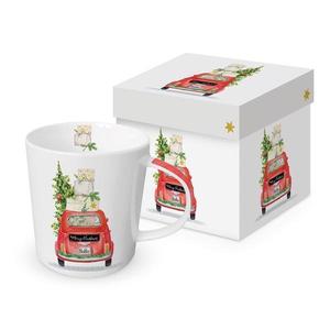 Cana portelan pentru ceai, cafea, model Santa, 350ml imagine