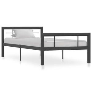vidaXL Cadru de pat, gri și alb, 100 x 200 cm, metal imagine