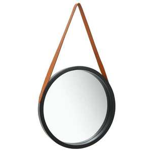 vidaXL Oglindă de perete cu o curea, 50 cm, negru imagine