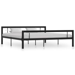 vidaXL Cadru de pat, negru și alb, 180 x 200 cm, metal imagine