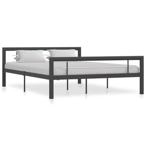vidaXL Cadru de pat, gri și alb, 160 x 200 cm, metal imagine