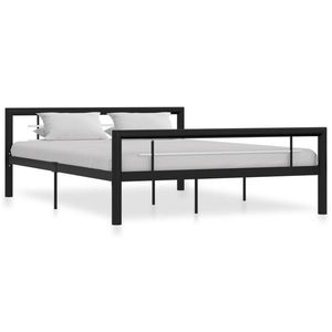 vidaXL Cadru de pat, negru și alb, 160 x 200 cm, metal imagine