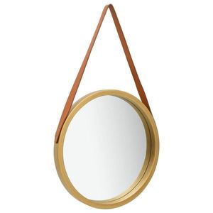 vidaXL Oglindă de perete cu o curea, 40 cm, auriu imagine