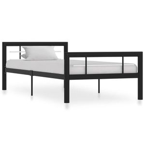 vidaXL Cadru de pat, negru și alb, 100 x 200 cm, metal imagine
