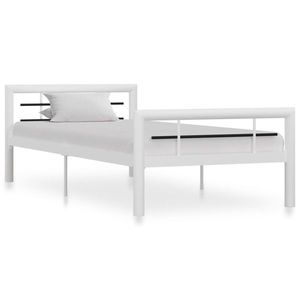 vidaXL Cadru de pat, alb și negru, 100 x 200 cm, metal imagine