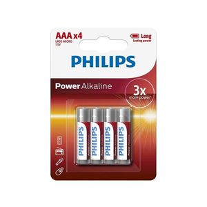 Philips LR03P4B/10 - 4 buc Baterie alcalina AAA POWER ALKALINE 1, 5V imagine