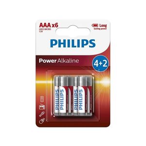 Philips LR03P6BP/10 - 6 buc Baterie alcalina AAA POWER ALKALINE 1, 5V imagine