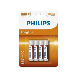Philips R03L4B/10 - 4 buc Baterie clorura de zinc AAA LONGLIFE 1, 5V imagine