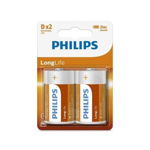 Philips R20L2B/10 - 2 buc Baterie clorura de zinc D LONGLIFE 1, 5V imagine