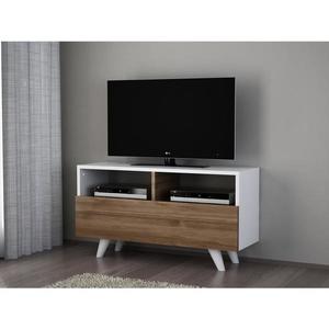Masă TV NOVELLA 50, 6x90 cm albă/maro imagine