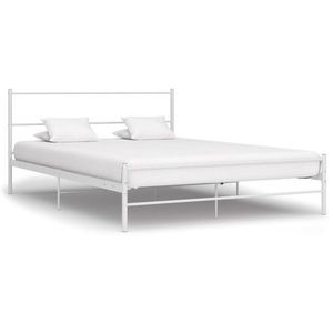 vidaXL Cadru de pat, alb, 140 x 200 cm, metal imagine