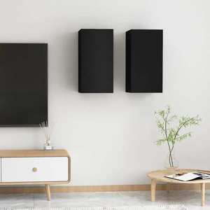 vidaXL Comode TV, 2 buc., negru, 30, 5x30x60 cm, lemn prelucrat imagine