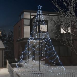 vidaXL Pom de Crăciun cu stâlp de metal, 1400 LED-uri, alb rece, 5 m imagine