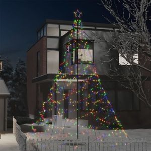 vidaXL Pom de Crăciun cu stâlp de metal, 1400 LED-uri, colorat, 5 m imagine