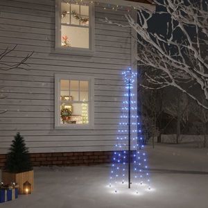 vidaXL Brad de Crăciun, 108 LED-uri albastre, 180 cm, cu țăruș, imagine