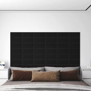 vidaXL Panouri de perete 12 buc. negru 30x15 cm textil 0, 54 m² imagine