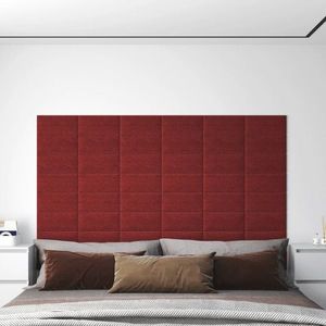 vidaXL Panouri de perete, 12 buc., roșu vin, 30x15 cm, textil, 0, 54 m² imagine