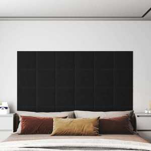 vidaXL Panouri de perete 12 buc. negru 30x30 cm țesătură 1, 08m² imagine