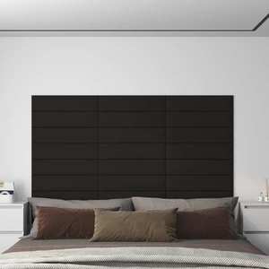 vidaXL Panouri de perete, 12 buc., negru, 60x15 cm, textil, 1, 08 m² imagine
