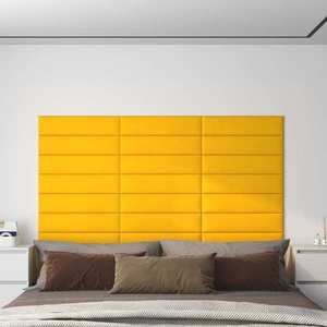 vidaXL Panouri de perete, 12 buc., galben, 60x15 cm, Catifea, 1, 08 m² imagine